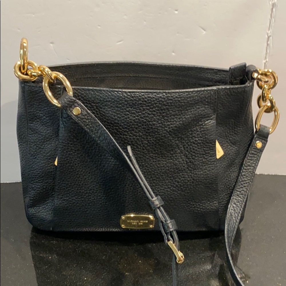 Michael Kors Hallie black leather messenger bag